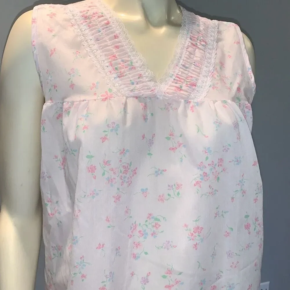 Vintage RIKKI New York Two‎ Piece Cotton Robe and Nightgown Set Size Small